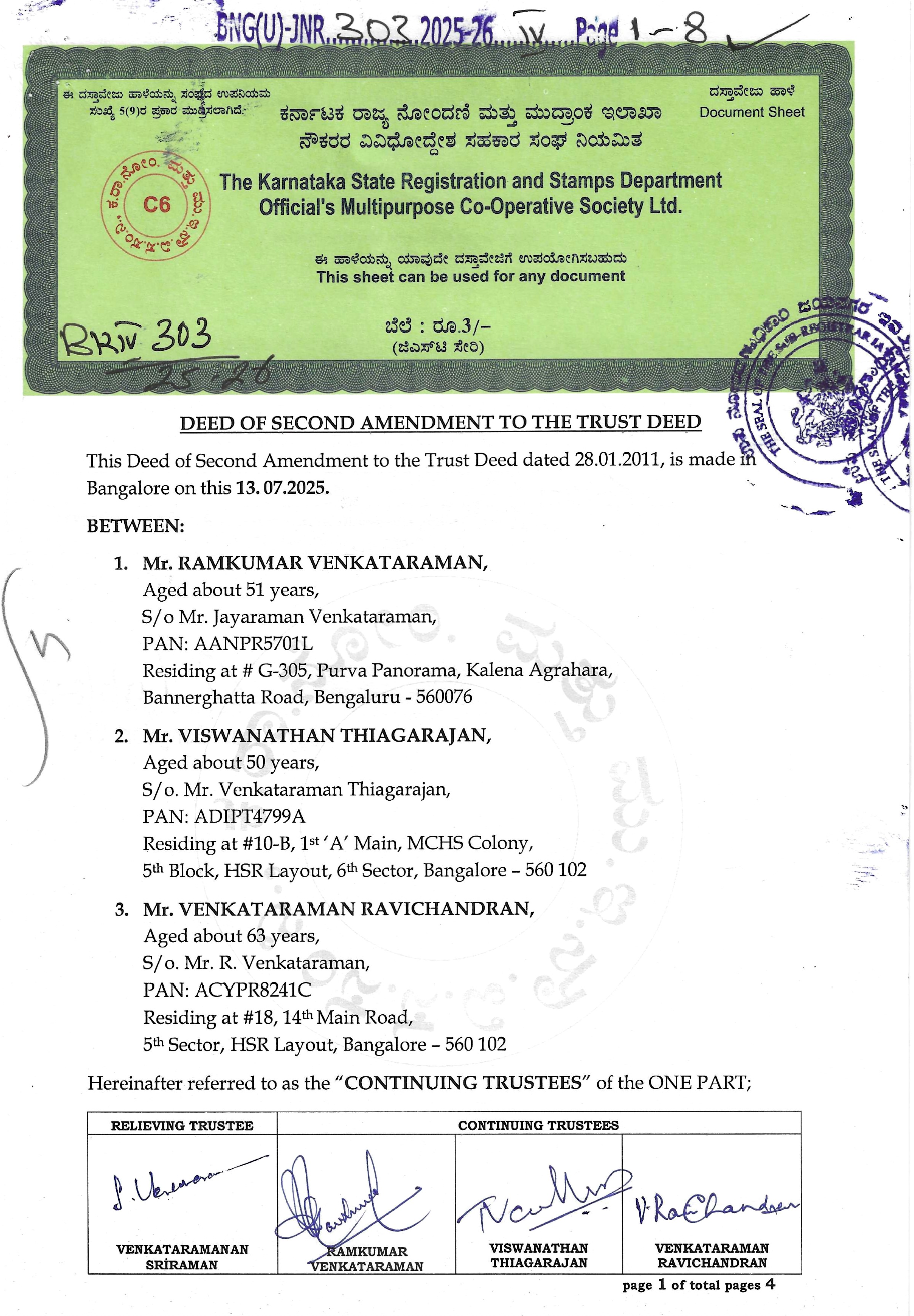 Trust Deed ammendment - August 2025